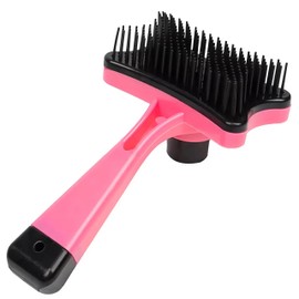 EZONEDEAL Dog & Cat Brush for Shedding, Grooming, Self Cleaning Slicker Brush, Long Haired Pets, Deshedding Rake, Comb (Pink)