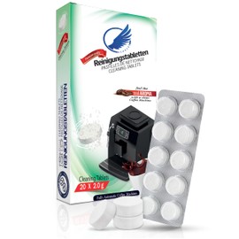 20 x Cleaning Tablets for Fully Automatic Coffee Machines - Compatible and Tested for Siemens EQ Series & Krups - Individually Packed - Environmentally Friendly - Extra Strong Cleaning Formula "Made