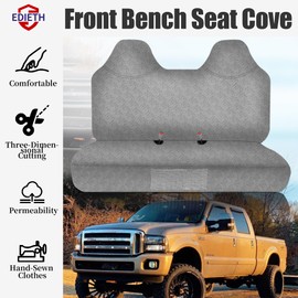 EDIETH 600D Thickened Waterproof Oxford Fabric Front Bench Seat Cover Exact for Ford F250 F350 F450 1999 2000 2001 2002 2003 2004 2005 2006 2007 Super Duty Trucks Full Bench Seat Cover-Gray