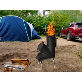 TAFEIDA ROCKET STOVE is the perfect wood stove. A portable wood-burning camping stove with a fire poker. For camping gear & survival gear, backyard cooking. Camping grill, outdoor events.