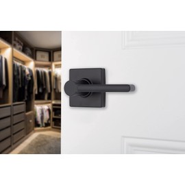 BRINKS – 6-Pack Matte Black Contemporary Indoor Passage Straight Door Lever – Hall/Closet 6 Pack Matte Black Exterior Straight Door Handle