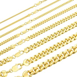 Solid 925 Sterling Silver Miami Cuban Link Chain - 14k Gold Plated - 2-12mm 18-30"- Great Men's Or Ladies Heavy Necklace For Pendants - Italy Made (20, 2.5mm)