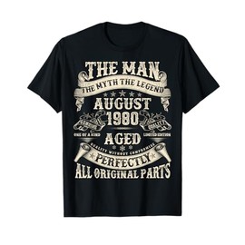 August 1980 45 Year Old Bday Gifts For Men 45th Birthday T-Shirt