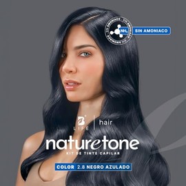 B Life Naturetone Tinte Permanente Sin Amoníaco | Negro Azulado 2.8 | con Aceite de Argán y Jojoba | Suave para el Cuero Cabelludo.