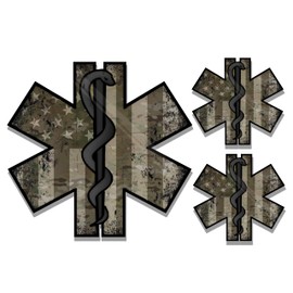 American Responder - Tactical Camo EMS Decal Pack (3pc) | Durable Vinyl Decal Stickers (Reflective) | Outdoor Use Approved