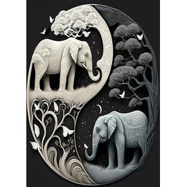 Diamond Painting Art Kits, 5D Diamond Painting Kits for Adults and Kids, Round Crystal Full Drill Diamond Painting Art, Animals Painting Picture Cross Stitch Arts Home Wall Decor (Elephant 30x 40cm)