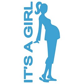 It is a Girl Message Pregnant Woman on Board Car Window Vinyl Decal Sticker (IG-01) (Light Blue, 7 inches x 3.1 inches)
