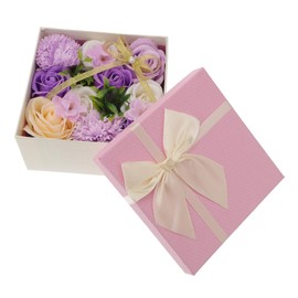SAFIGLE 1 PC Square Soap Rose present Box Beautiful Artificial Flower Soap Present Box for Home Decor Romantic Atmosphere for Birthdays Holidays and Celebrations