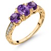 Gem Stone King 18K Yellow Gold Plated Silver Purple Amethyst