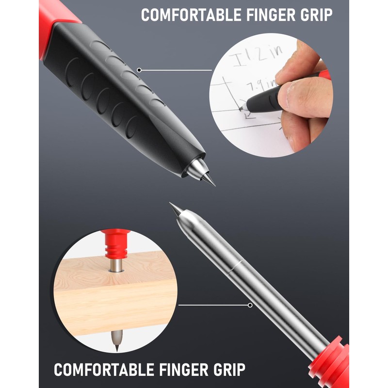 Nicpro Carpenter's Pencils Set, 2 Solid Carpenter's Pencils with Case,