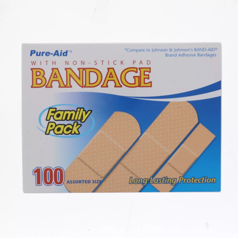 Pure-Aid Family Pack Bandages, Compare to Band-Aid, Pack Of 2