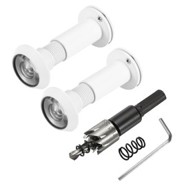 PATIKIL 9/16" Door Viewer Peephole, 2 Pcs Copper Privacy Door Viewer with Privacy Cover, 180-Degree Fits 1-3/4" to 2-15/16" Door with 14mm/0.55" Drill Bit for Security, White