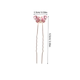 IWOWHERO 4pcs Rhinestone Butterfly U-shape Hair Stick Elegant Bridal Hair Accessories for Wedding Updos and Special Occasions for Women