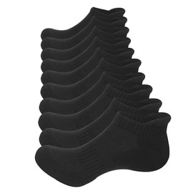 WEARPEER 10 Pairs Ankle Socks for Men & Women Breathable Athletic Running Socks Sports no Show Socks Low Cut Socks Men- 10 Pairs Black Large