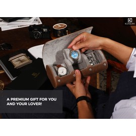 KENARK KW7C PLUS-BR Luxury Watch Travel Case - Watch Storage Roll for Watches & Jewelry - Anti-Scratch Watch Roll - Premium Watch Box