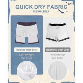 Mens 5" Vintage Swim Trunks Bathing Suits with Mesh Lining Quick Dry Swim Shorts Men Swimsuits with Zipper Pocket Black Gold