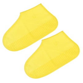 PATIKIL L Foldable Waterproof Silicone Shoe Cover, Reusable Non-Slip Overshoes Rain Shoes Covers Protectors Galoshes for Outdoor Rain Snow, Yellow 1 Pair