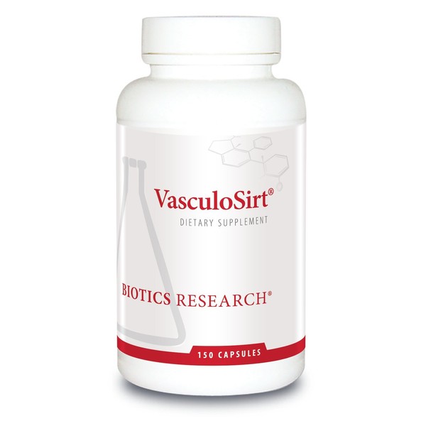 BIOTICS Research VasculoSirt®– Formulated with The Assistance of Mark Houston, MD, Cardiovascular and Healthy Support for Healthy Blood Flow Support, CoQ10, Resveratrol, ALA, Gingko (150 Caps)