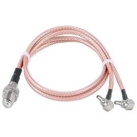 Vecys F Female to Dual CRC9 Male Right Angle Connector RF Coax Cable F Type Spliter Cable 50 Ohm Low Loss F to Dual CRC9 Connector Y Type RG316 11.8IN/30CM