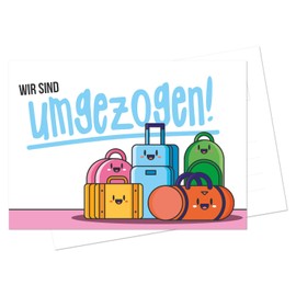 #detailverliebt dv152 Postcard Set "Wir sind umzogen "Wir sind umzogen DIN A6 I 14.8 x 10.5 I für Umzug I Auszug I Neue Adresse I Wohnungswechsel" I Moving Display I Landscape Format I dv152