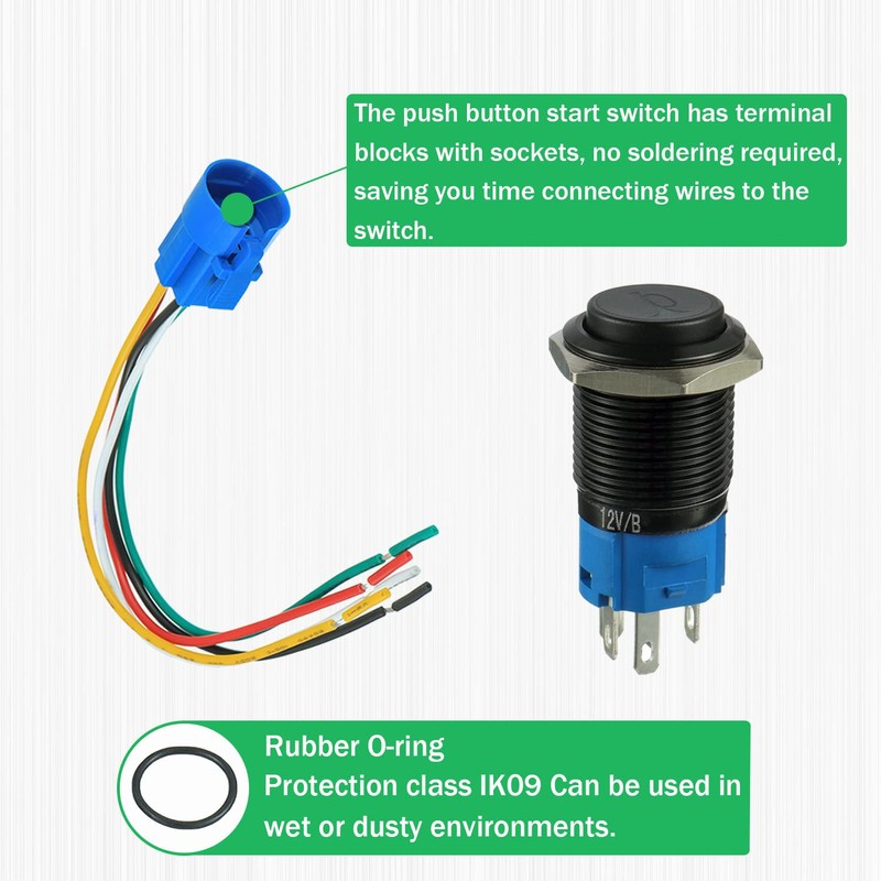 EPLZON 19 mm 12 V Car Horn Momentary Button Blue