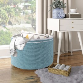 UD_Recycled Cotton Rope Storage Basket   21.7 x 21.7 x 13.8 Inches Extra Large Basket for Cushions Blanket Pillows Toys   Stylis