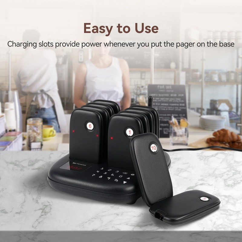 Retekess TD175S Restaurant Pager System, Wireless Calling System, Set with