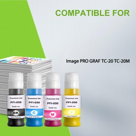 PFI-050 PFI050 Pigment Ink Tank Set 4 Pack Ink Cartridge Replacement for Canon PFI050 PFI 050 PFI-050 Ink Bottle for ImagePROGRAF TC-20 TC-20M (Black Cyan Magenta Yellow)