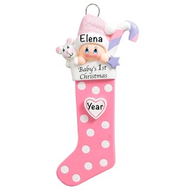 Baby’s First Christmas Baby Keepsake Baby 2021 Ornament – Baby Girl First Christmas Ornament – Pink Baby Girl 1st Christmas Stocking Ornaments for Christmas – My First Christmas Baby Girl Ornament