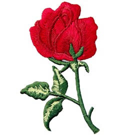 ZEGINs Flowers Boho Red Rose Patch Embroidered Retro Floral Applique Iron On Sew On Love Emblem Set of 2 Pcs