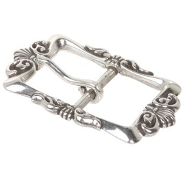 Beltiscool 1 1/2" (38 mm)  Western Floral Single Prong Center Bar Silver Belt Buckle