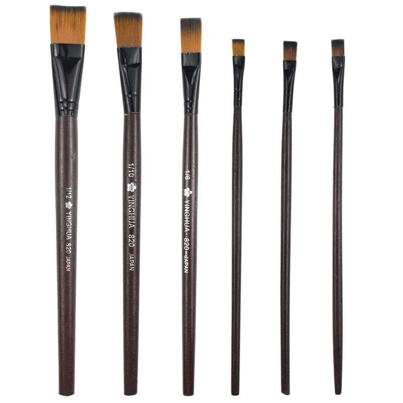 Bezavea 6 Piece Professional Nylon Paint Brush Set for Oil,