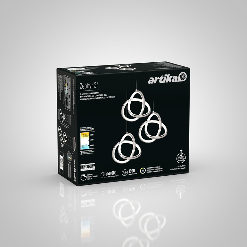 Zephyr 3-Light LED Pendant Chrome