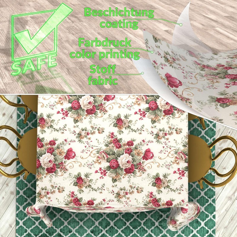Fabric Tablecloth Washable Table Linen Tablecloth Cotton Polyester Roses 100
