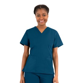 Maevn Women's Core Classic V-Neck Top(Caribbean Cheeta, Large)