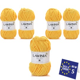 LAWINIA Premium Soft Chenille Yarn Chunky for Knitting, Thick Velvet Yarn, Does NOT SHED, Plush Crochet Chunky Wool, Fluffy Wool for Baby Blanket, Bag, Accessories, Amigurumi, Pack of 5 - Each 65m