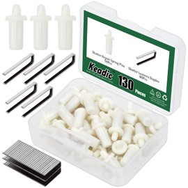 Keadic 130Pcs Plantation Shutters Repair Tool Set Contains 50 White Spring Loaded Shutter Replacemen Pins and 80 Silver Tilt Rod Louvers Staples for Windows Tools Supplies