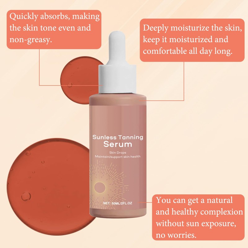 Sunless Tanning Drops, 60 ml Drops for Natural Melanin Increase