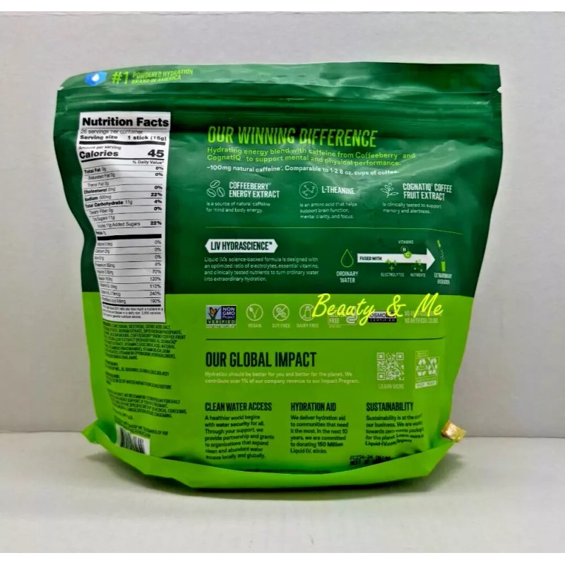 Liquid I.V. Hydration Multiplier + Energy Drink Mix BlackBerry Peach