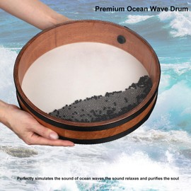 BGMUSER Ocean Drum 12 inch with Goatskin Drumhead,Steel&Plastic Wave Bead,Bag, Sound Healing Instrument for Yoga Meditation Relaxation