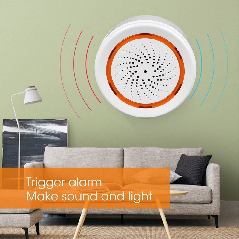 Smart Indoor Sound and Light Alarm USB Battery Dual Power