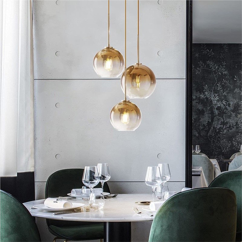H XD GLOBAL Gradient Color Glass Pendant Light,Modern Glass Hanging