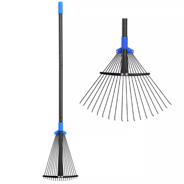 Oliynedy Adjustable Metal Leaf Rake Expandable 8-17" Head Long Handle