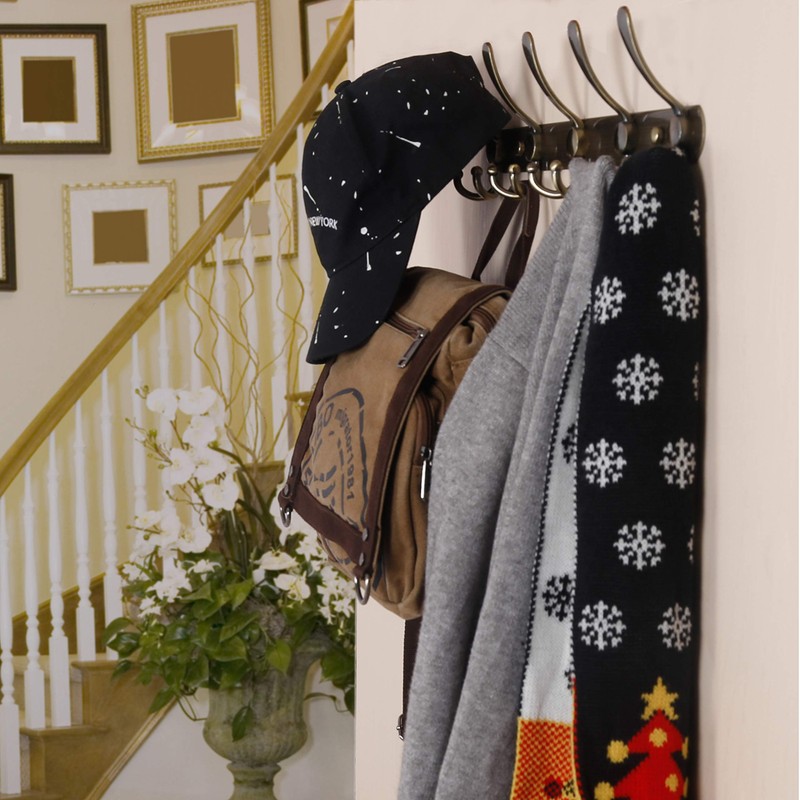 Dseap Wall Mounted Coat Rack - 5 Tri Hooks, Heavy
