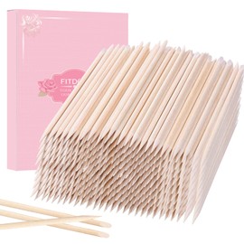 Pack of 210 Orange Wooden Sticks, FITDON Double End Nail Cuticle Stick for Pusher Remover Manicure Art Pedicure Cuticle Care