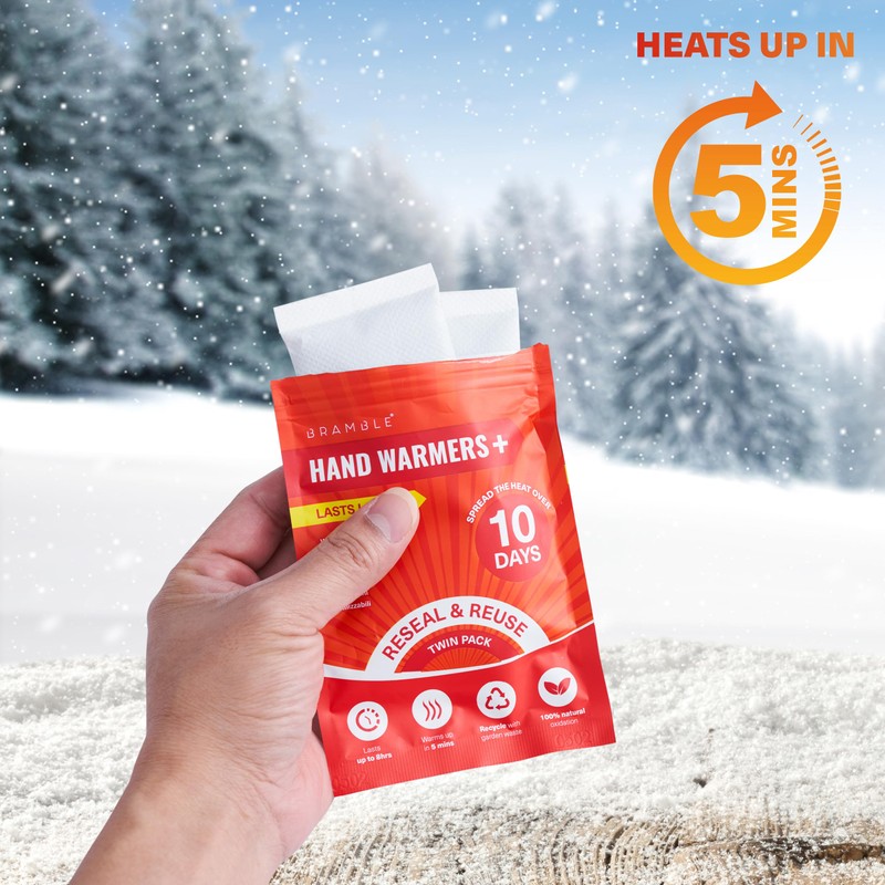 BRAMBLE 20 Hand Warmers Reusable (8 Hours Heat Over 10