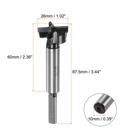 HARFINGTON Forstner Drill Bit 26mm (1-1/32") K30/C1 Tungsten Carbide Tip Triangle Shank Wood Forstner Bit Opener Cutter for Hinge Hole Drilling Woodworking