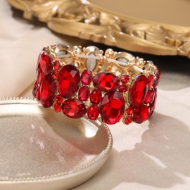 EVER FAITH Bracelet for Women Rhinestone Crystal Adjustable Elastic Bracelet for Wedding Prom Cocktail, Crystal