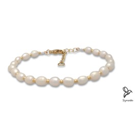 Synata Pulsera de Perlas Blancas Perlas Cultivadas Perlas de Río