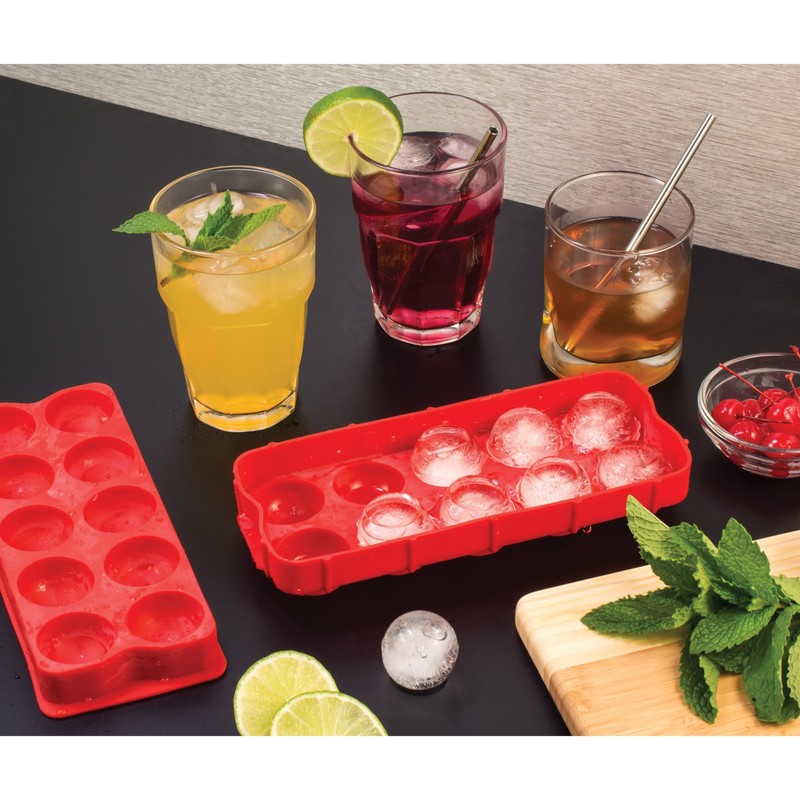 HIC Kitchen Cannonball Silicone Ice Cube Tray, Non-Stick, Makes 10